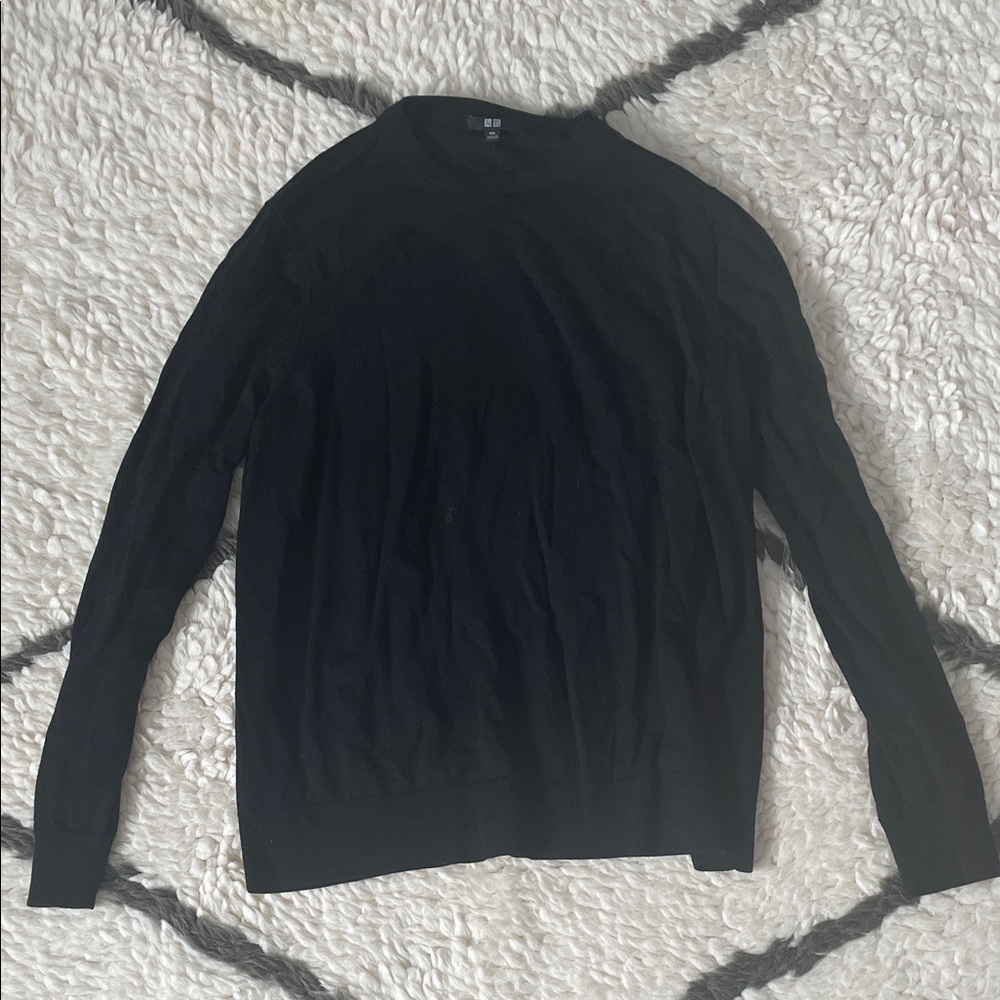 Black Crew Neck Merino Wool Sweater
